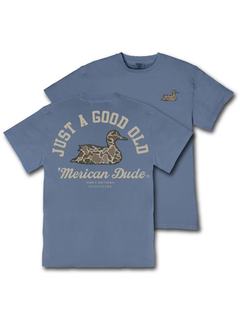 Simply Southern Merican Dude Camo Duck Mineral Washed Unisex T-Shirt