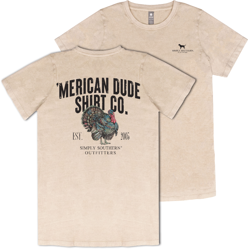 Simply Southern Merican Dude Turkey Washed Cream Unisex T-Shirt