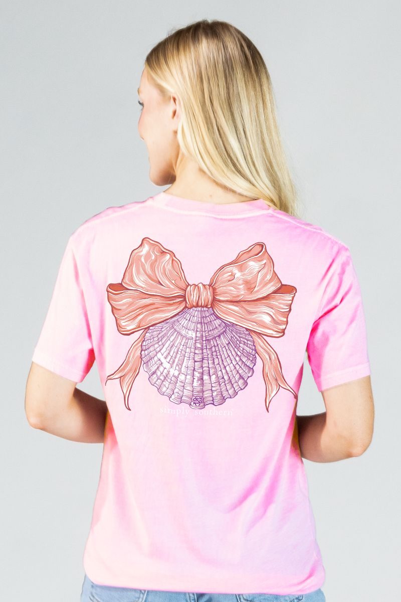 Simply Southern Shell Bow Mineral Washed Petal T-Shirt