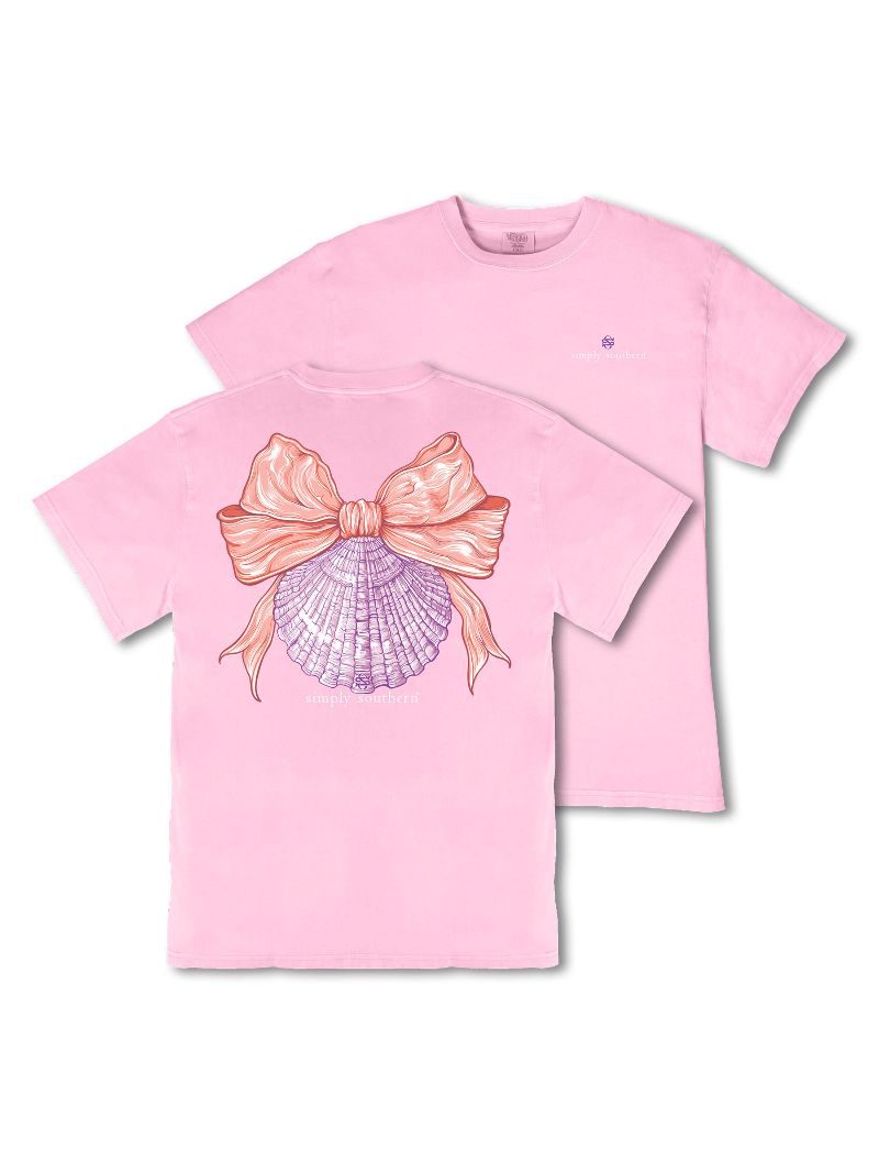 Simply Southern Shell Bow Mineral Washed Petal T-Shirt