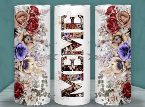 Meme Flowers 20 oz Skinny Tumbler Cup With Straw
