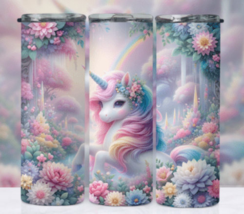 Mystical Pastel Unicorn 20 oz Skinny Tumbler Cup With Straw