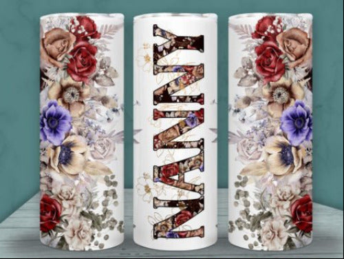 Nanny Flowers 20 oz Skinny Tumbler Cup With Straw