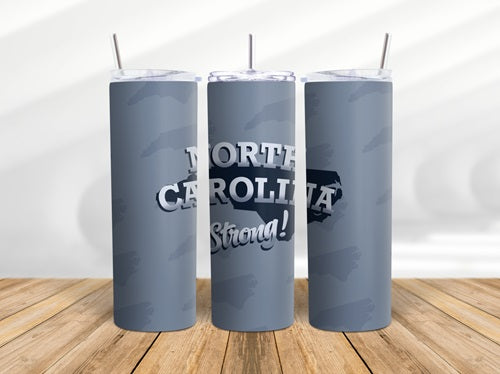 North Carolina Strong 20 oz Skinny Tumbler Cup With Straw