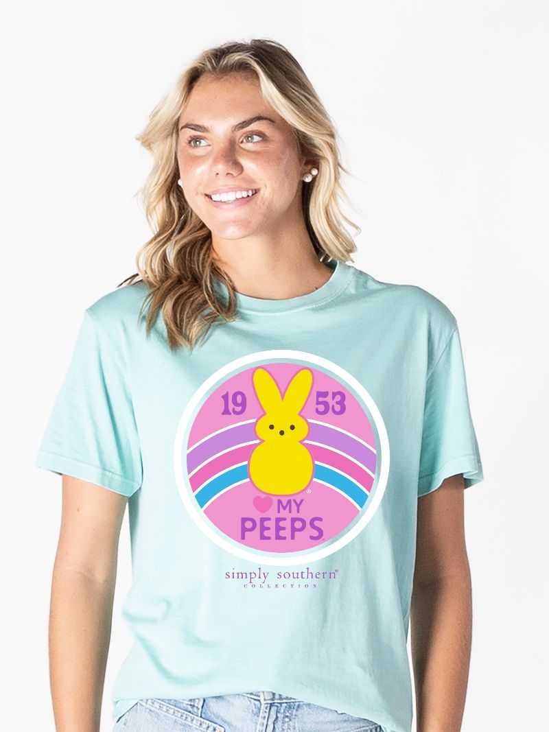 Simply Southern Peeps Logo Easter Mineral Washed T-Shirt - SimplyCuteTees