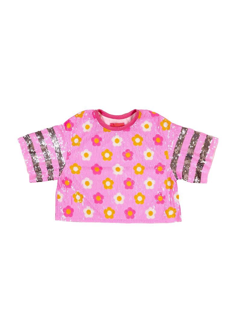 Simply Southern Preppy Sequins Flowers Top T-Shirt