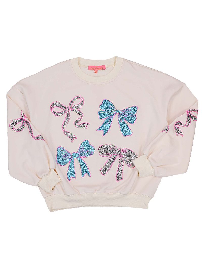 Simply Southern Sequins Ribbons Long Sleeve Crew Sweatshirt