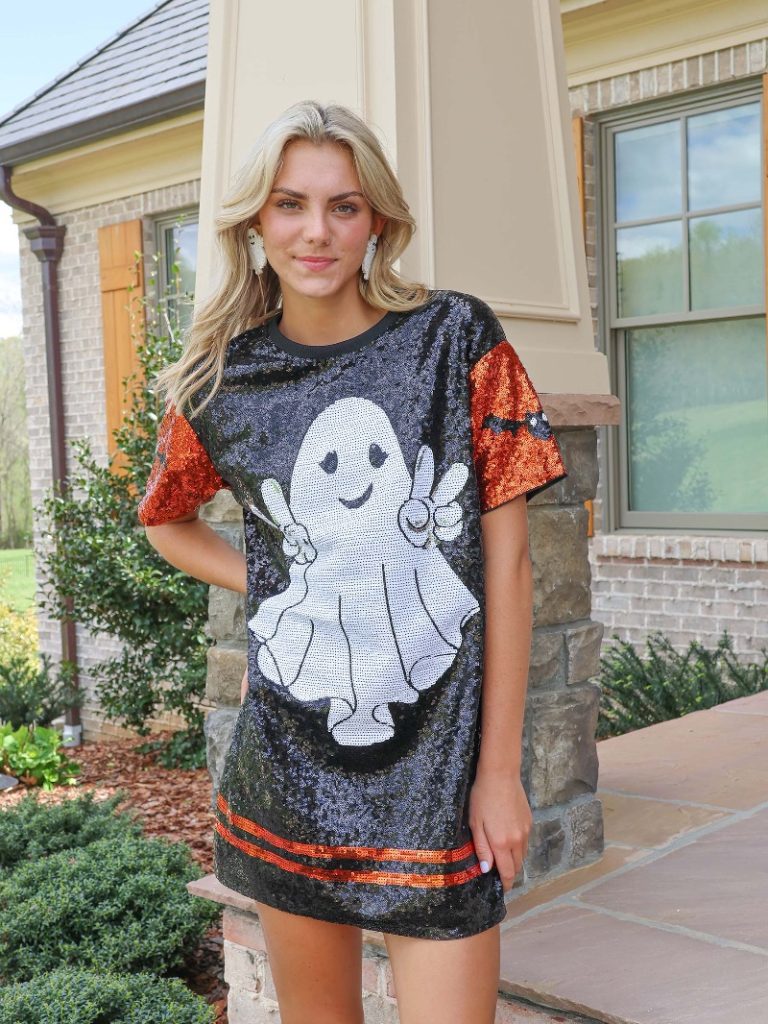 Simply Southern Boo Ghost Fall Sequins Dress Top - SimplyCuteTees Simply Southern Boo Ghost Fall Sequins Dress Top - SimplyCuteTees