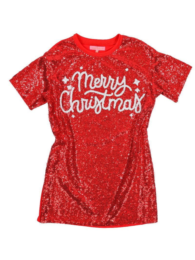 Simply Southern Merry Holiday Sequins Dress Top