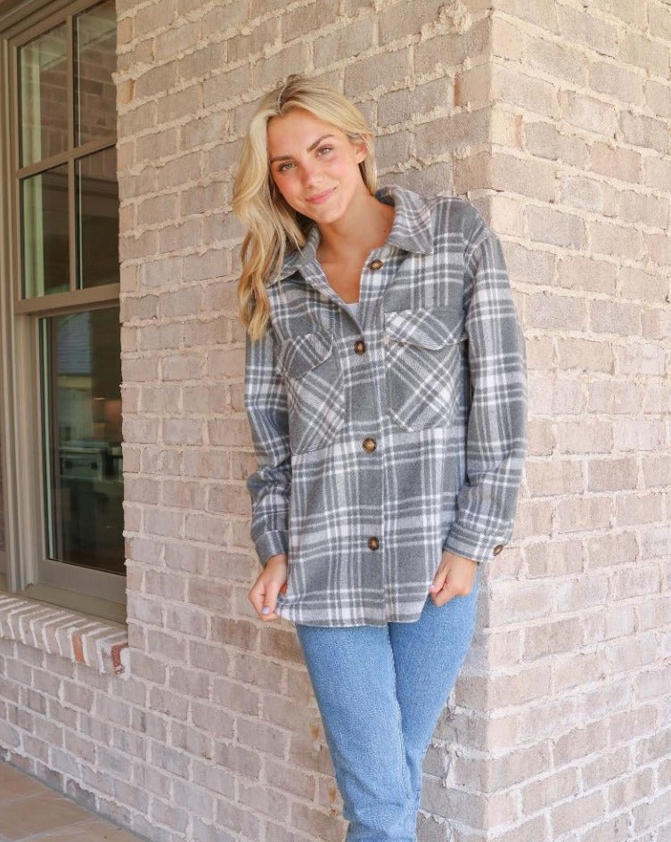 Simply Southern Preppy Plaid Light Jacket Shacket