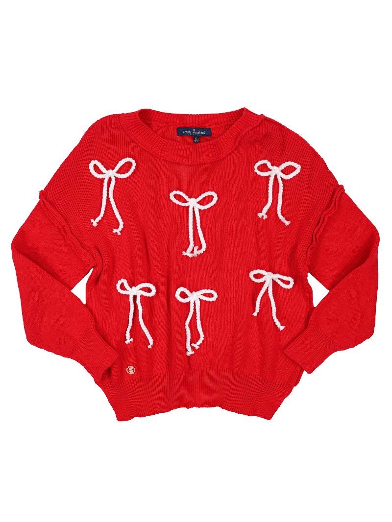 Simply Southern Bows Cable Knit Pullover Sweater