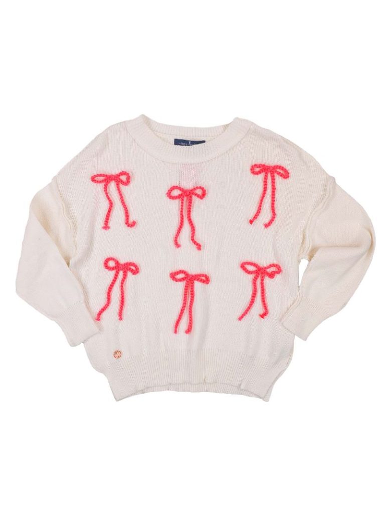 Simply Southern Bows Cable Knit Pullover Sweater