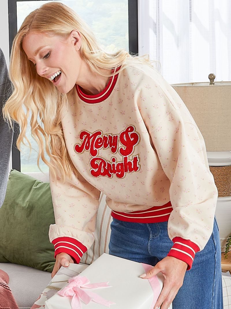 Simply Southern Merry Holiday Crew Long Sleeve T-Shirt