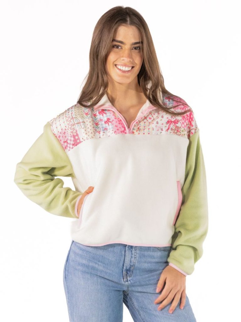Simply Southern 0226 Aleyna Quilted Ribbon Long Sleeve Soft Pullover Sweatshirt