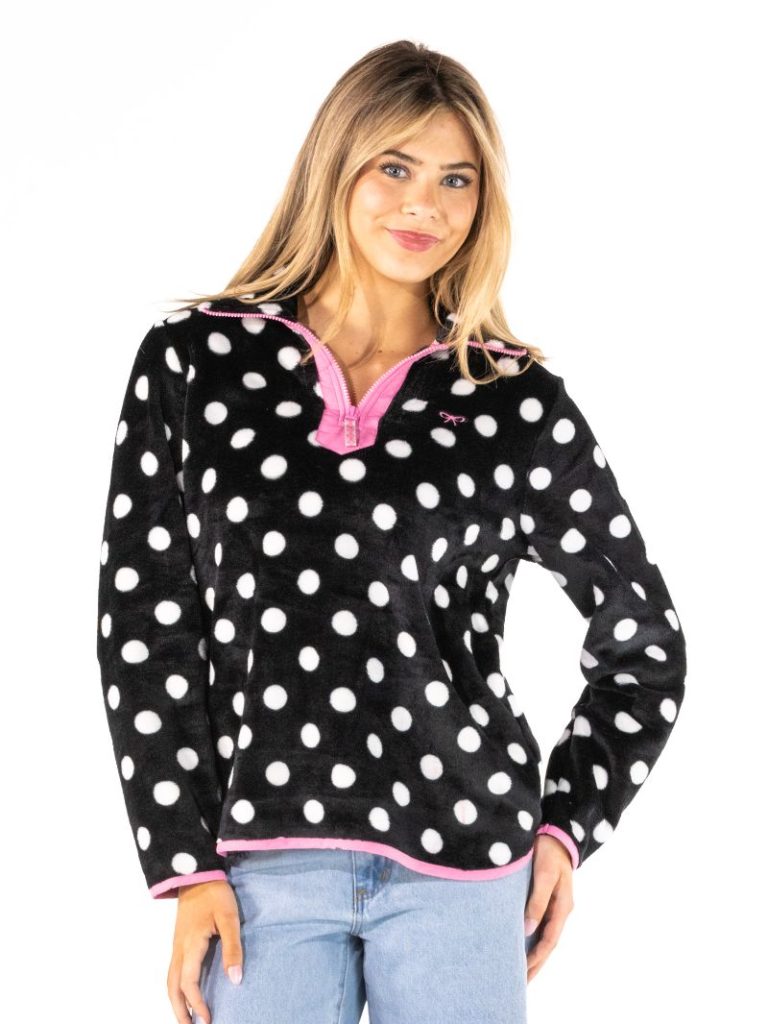 Simply Southern 0226 Quarter Zip Polka Dot Pullover Sweater Jacket