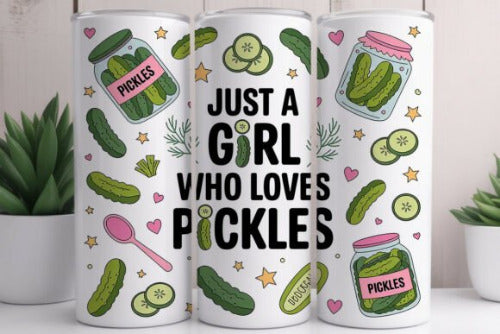 Pickle Lover 20 oz Skinny Tumbler Cup With Straw