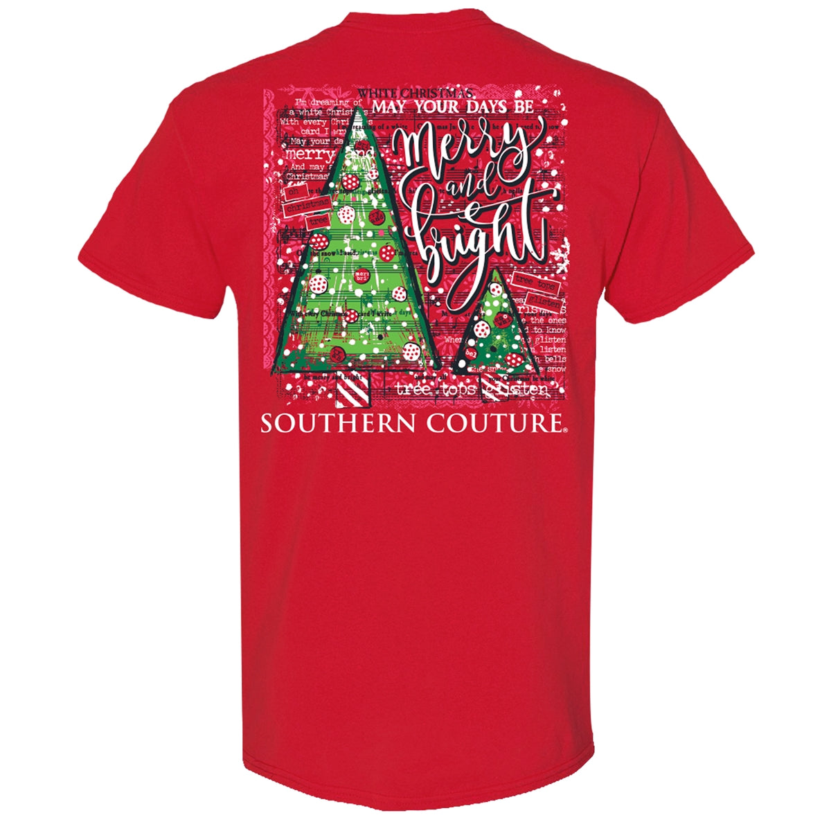 Southern Couture Classic Merry &amp; Bright Sheet Music Holiday T-Shirt