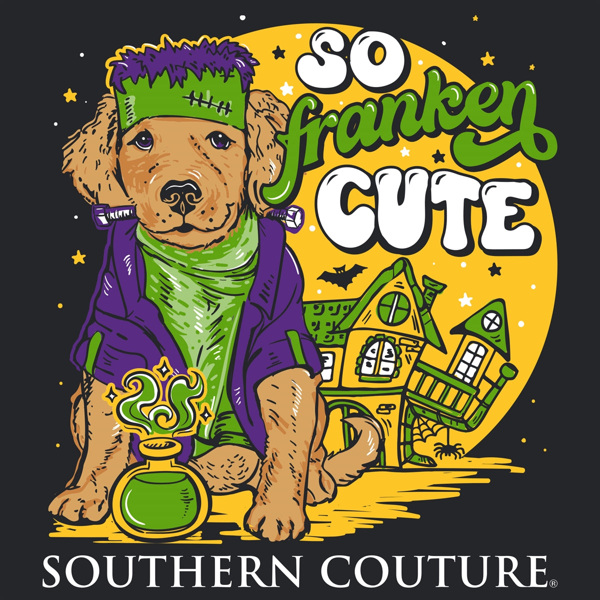 SALE Southern Couture Classic Frankin Cute Puppy Halloween Long Sleeve T-Shirt