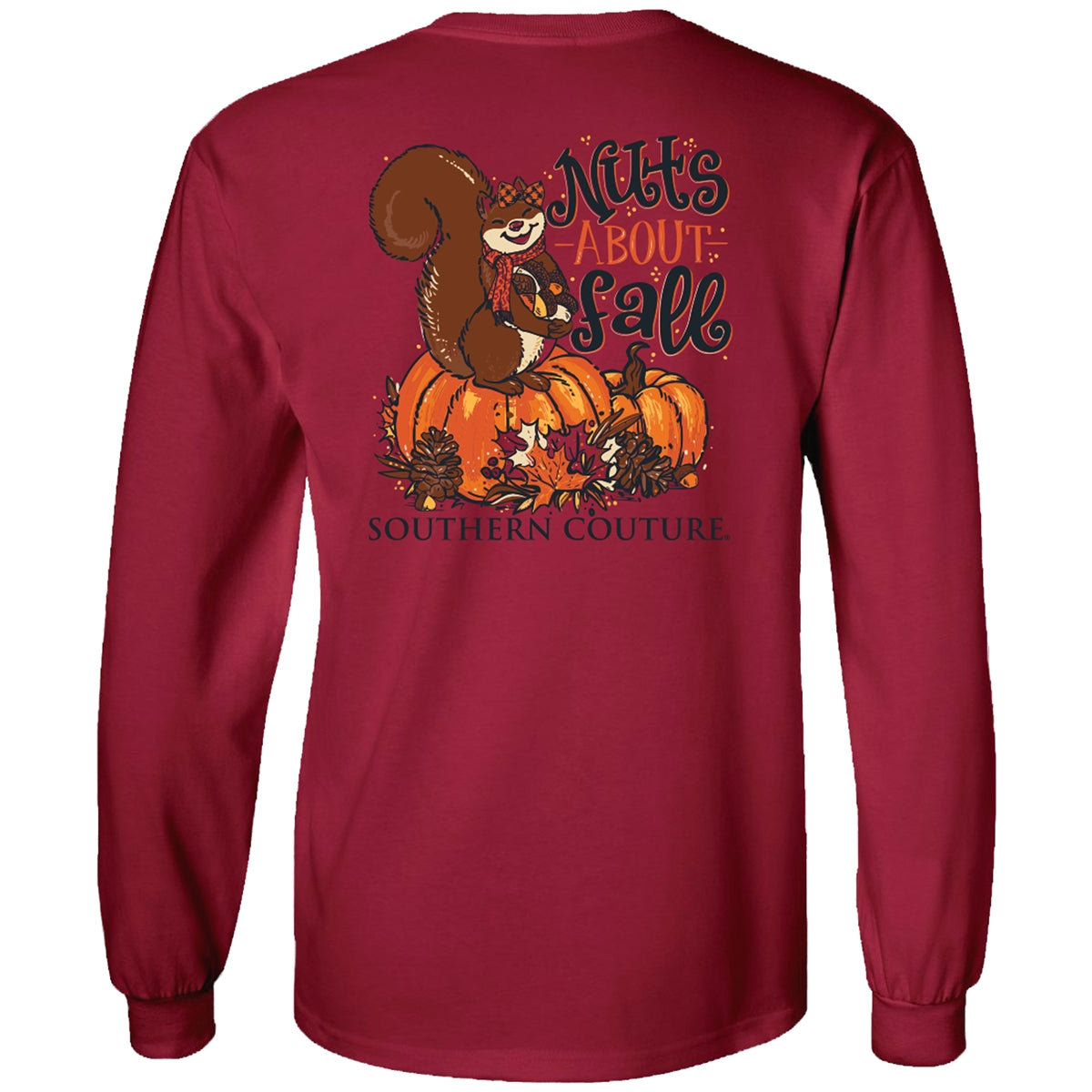 Southern Couture Classic Nuts About Fall Long Sleeve T-Shirt