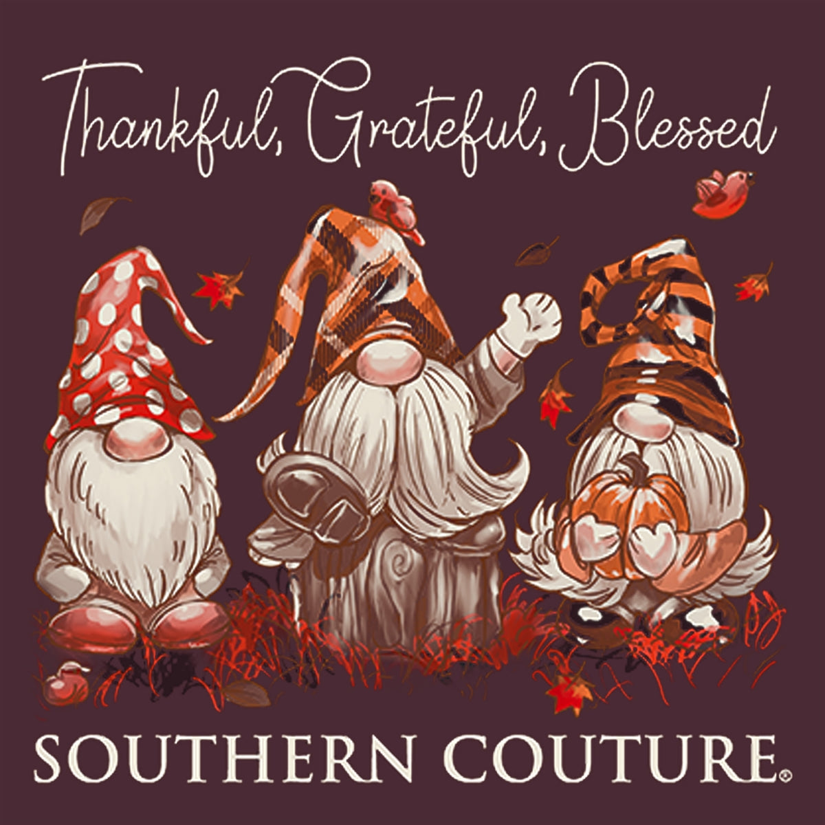 SALE Southern Couture Classic Thankful Grateful Gnomes Long Sleeve T-Shirt