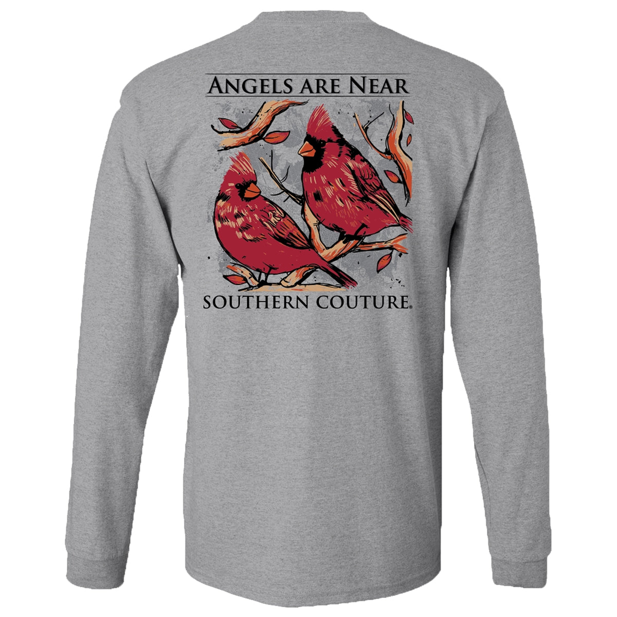 Southern Couture Classic Angels Are Near Grey Long Sleeve T-Shirt