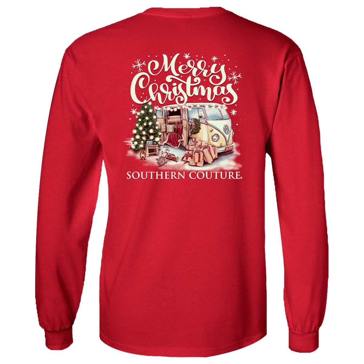 Southern Couture Classic Merry Christmas Van Long Sleeve T-Shirt