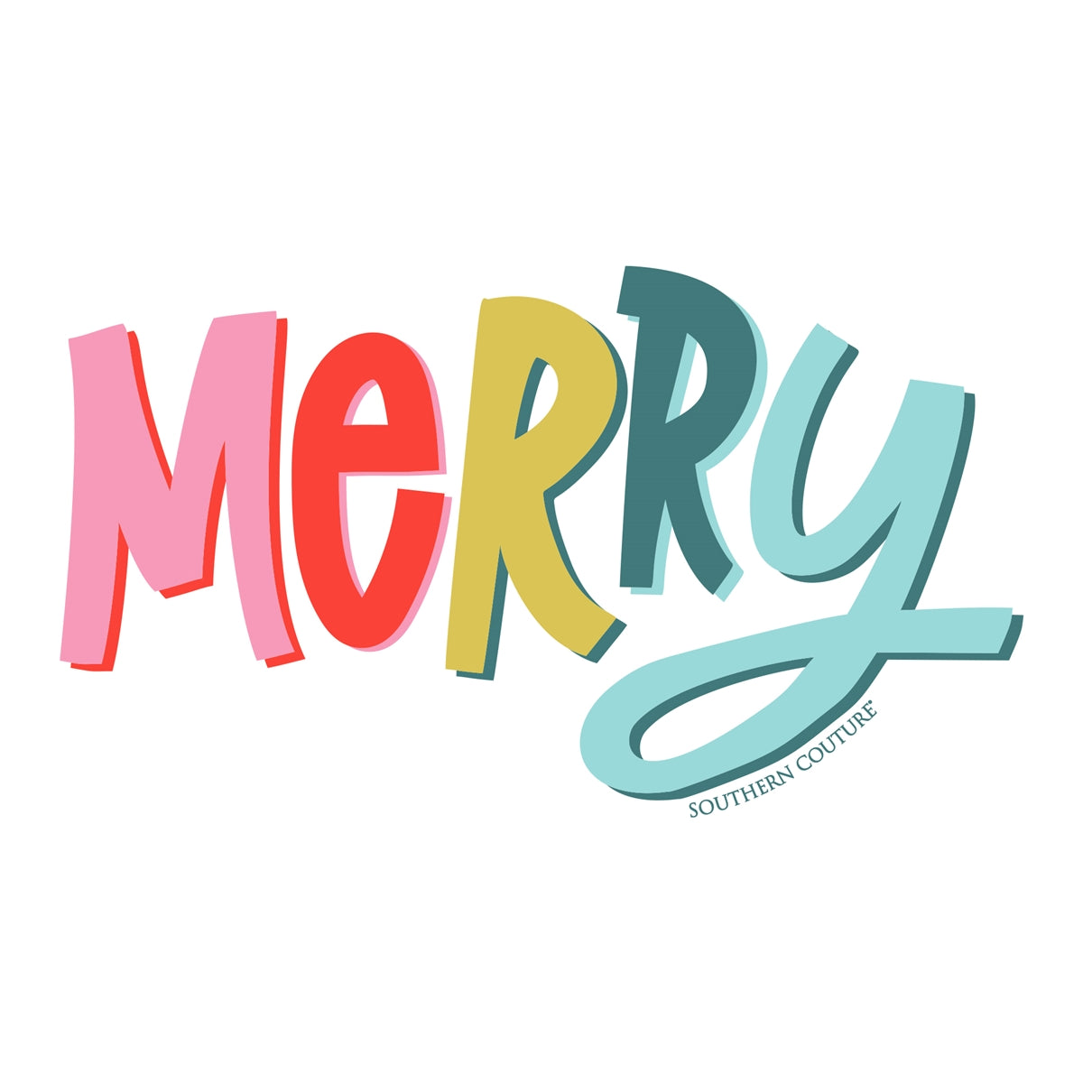 Southern Couture Colorful Merry Holiday Soft T-Shirt