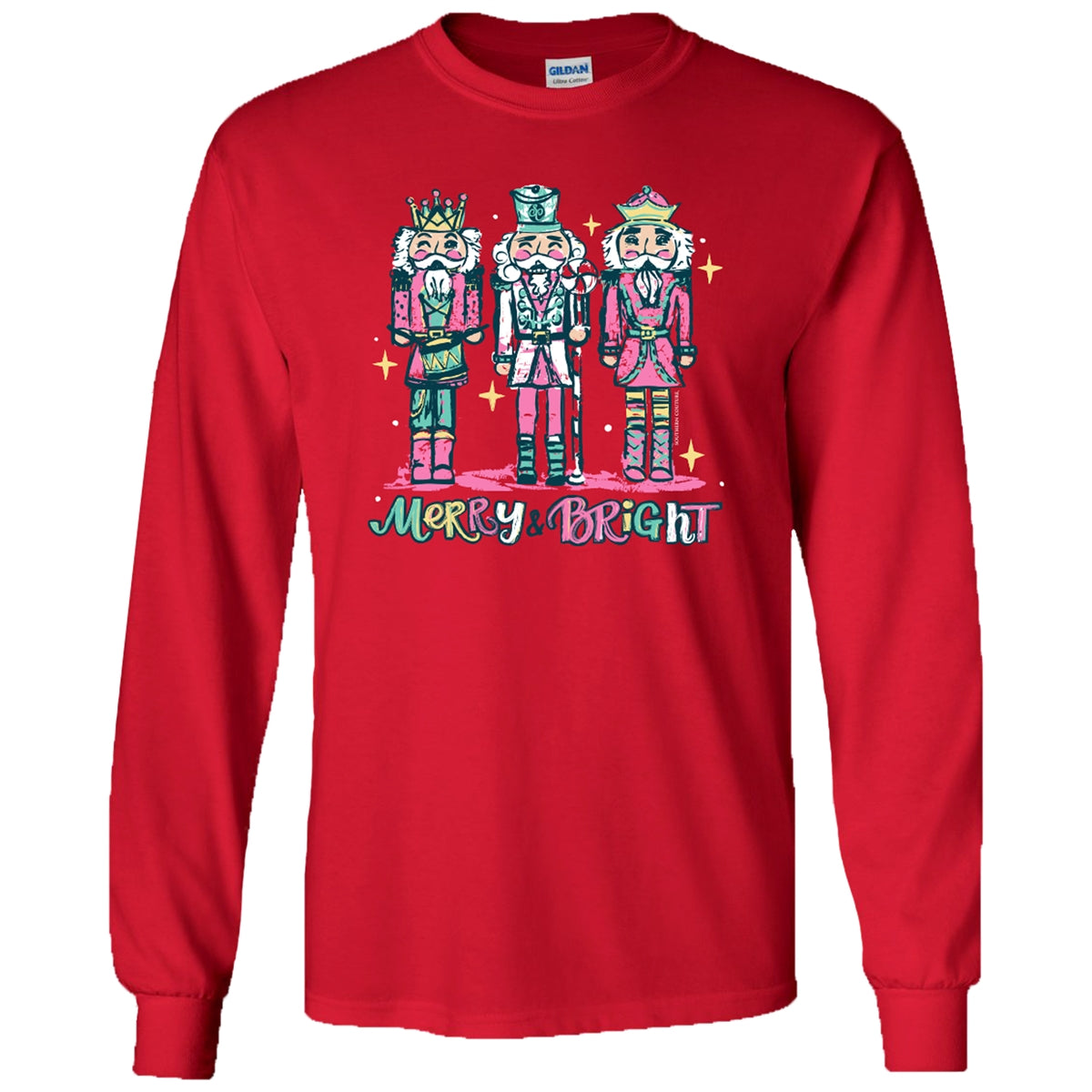 Southern Couture Merry & Bright Nutcracker Holiday Soft Long Sleeve T-Shirt