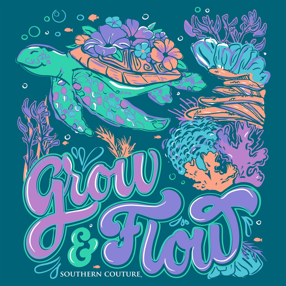 Southern Couture Classic Grow and Flow Turtle T-Shirt