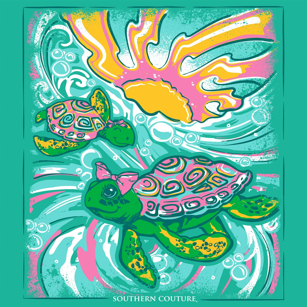 Southern Couture Sunshine Swimming Turtles Comfort Colors T-Shirt