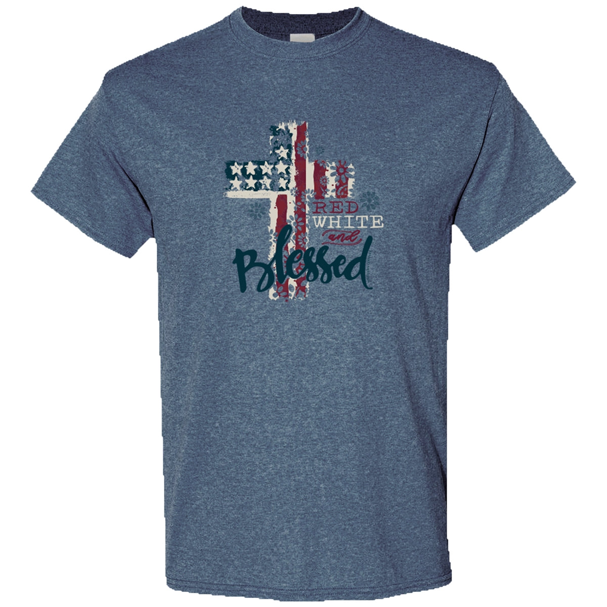 Southern Couture Soft Red, White And Blessed USA T-Shirt