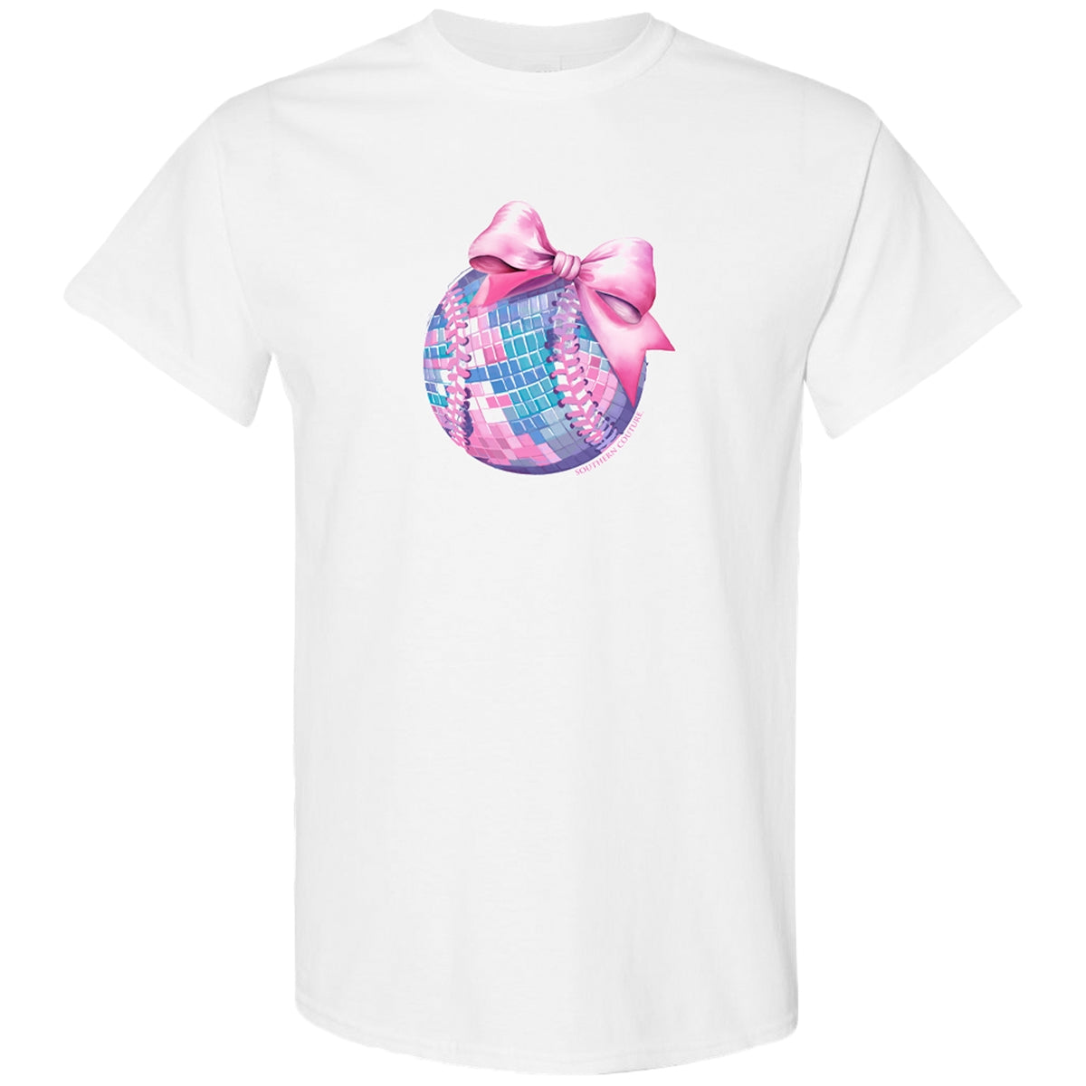 Southern Couture Soft Disco Baseball Bow T-Shirt