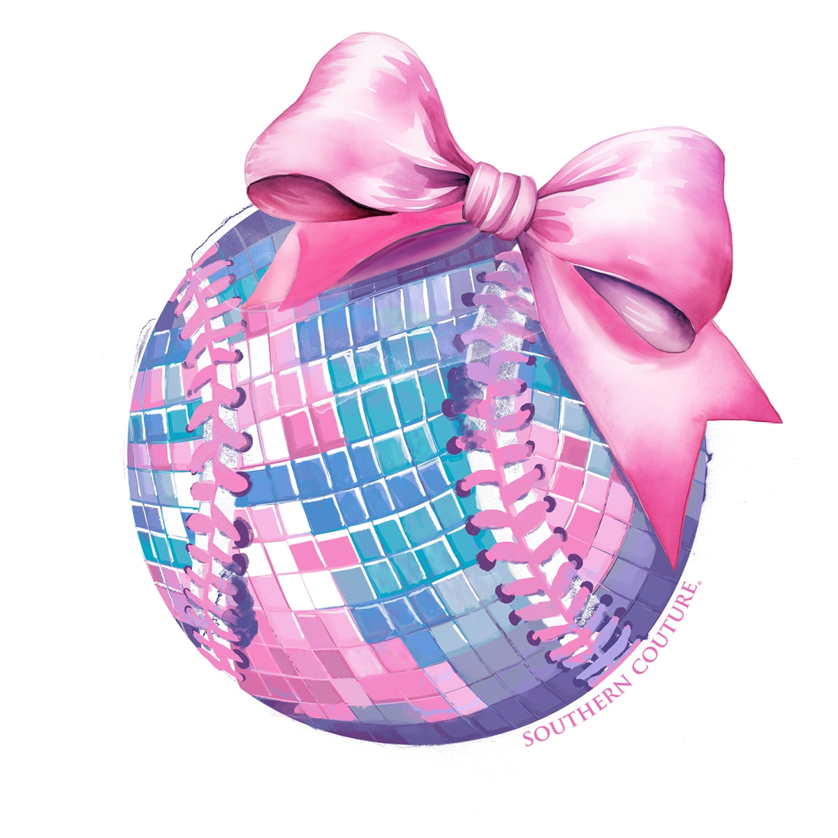 Southern Couture Soft Disco Baseball Bow T-Shirt
