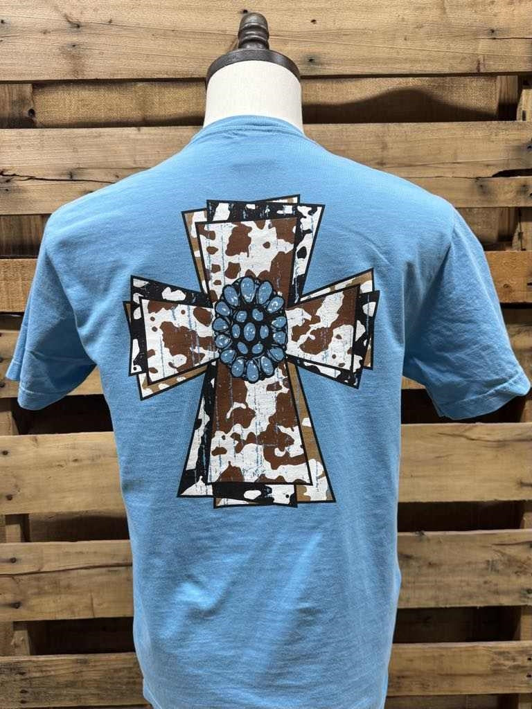 Southern Chics Jewel Cow Cross Comfort Colors T Shirt