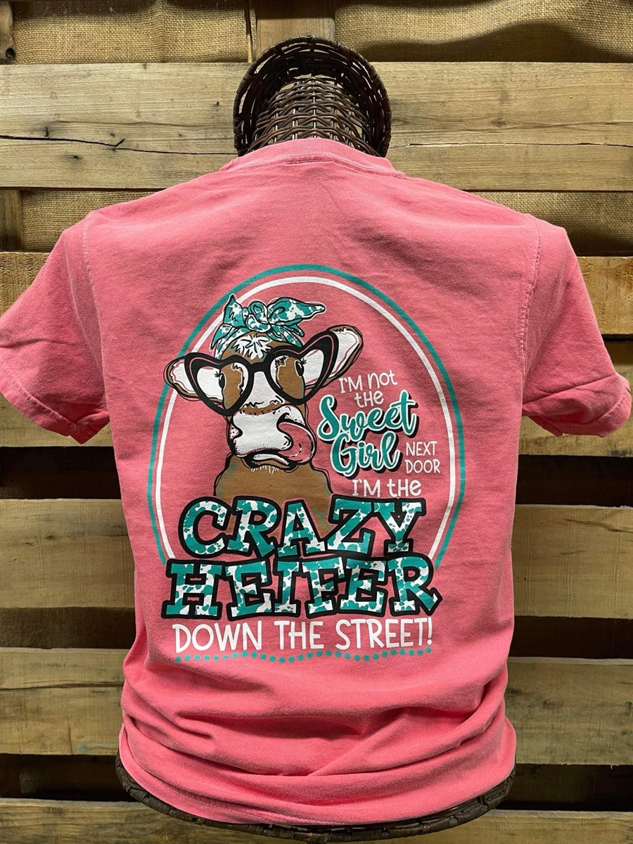 Southern Chics Crazy Heifer Cow Comfort Colors T-Shirt