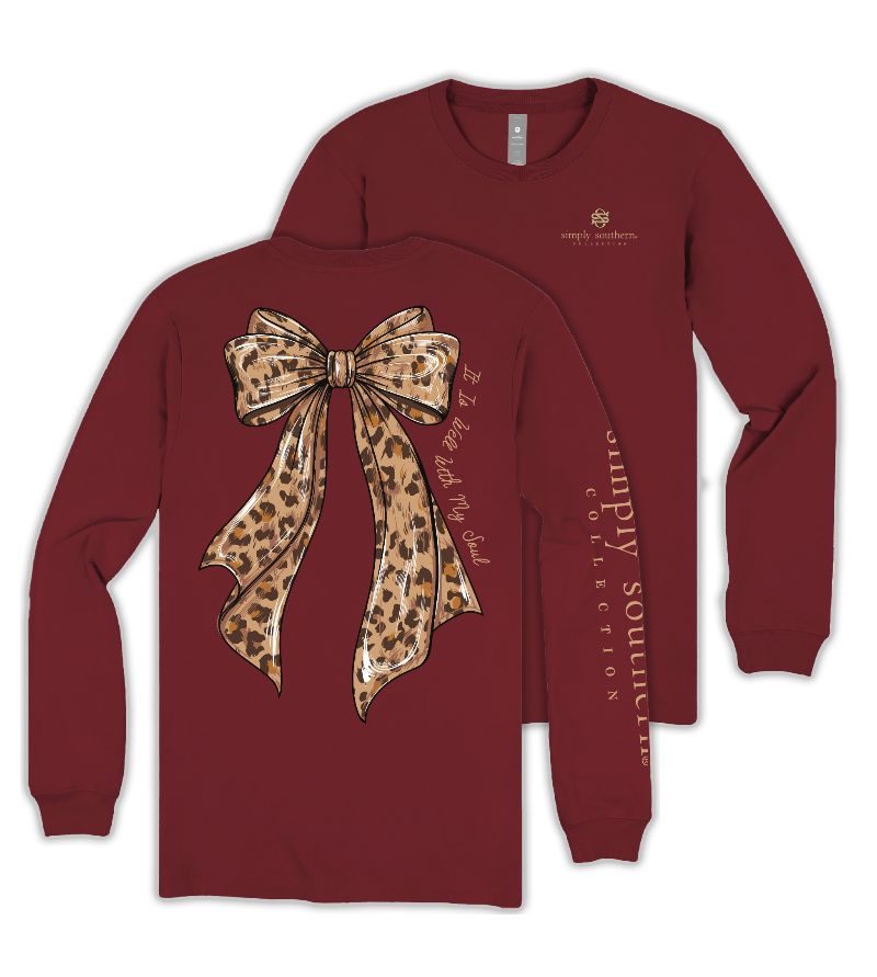 Simply Southern Soul Leopard Bow Long Sleeve T-Shirt