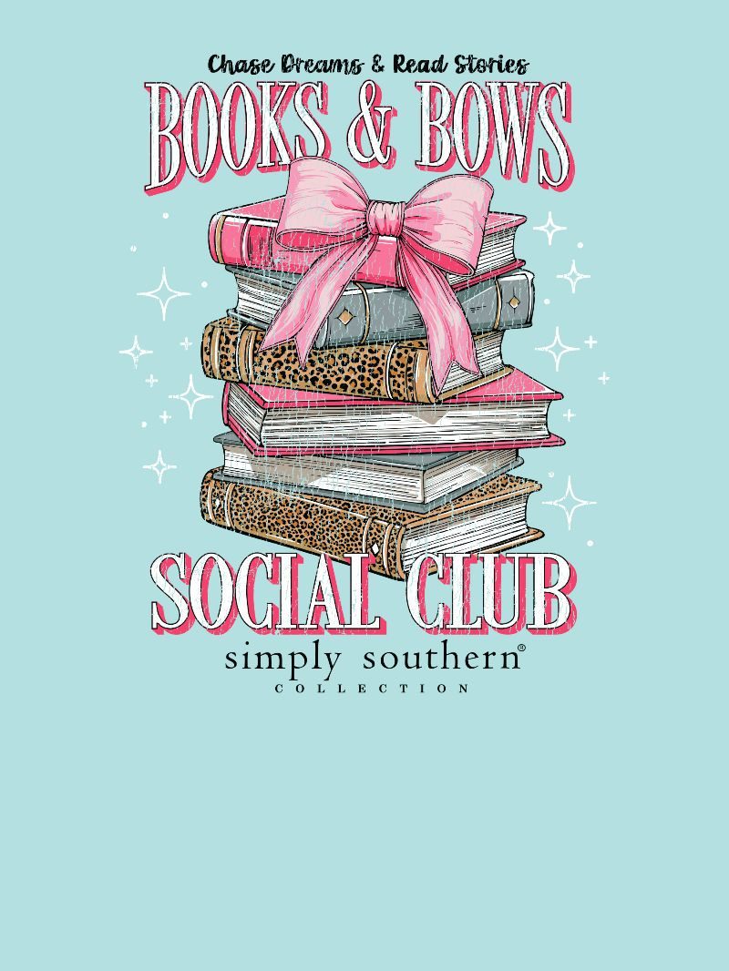 Simply Southern Books &amp; Bows Aqua T-Shirt