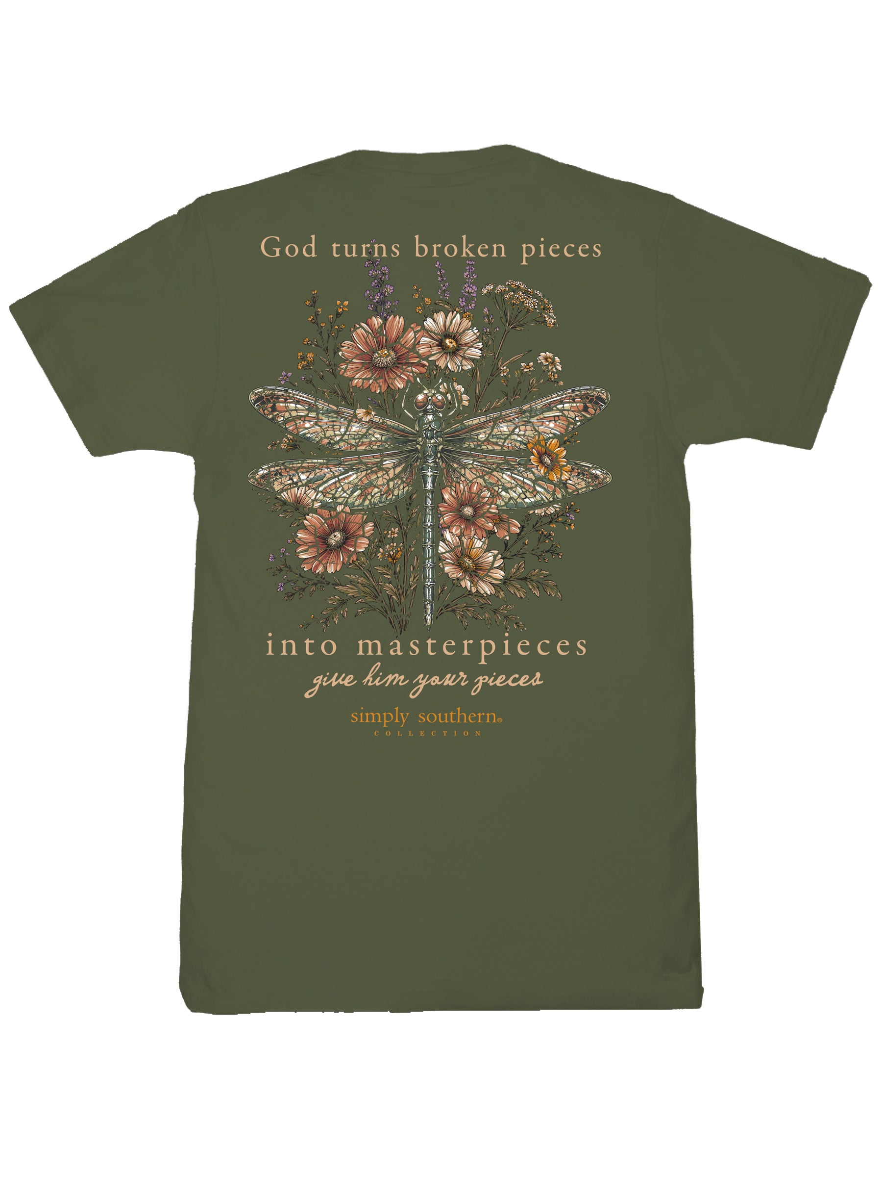 Simply Southern God Turns Broken Pieces Dill T-Shirt