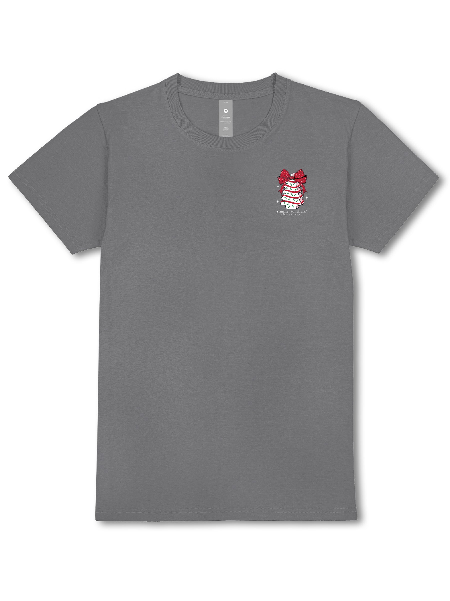 Simply Southern Cake Bow Holiday Washed Coal T-Shirt