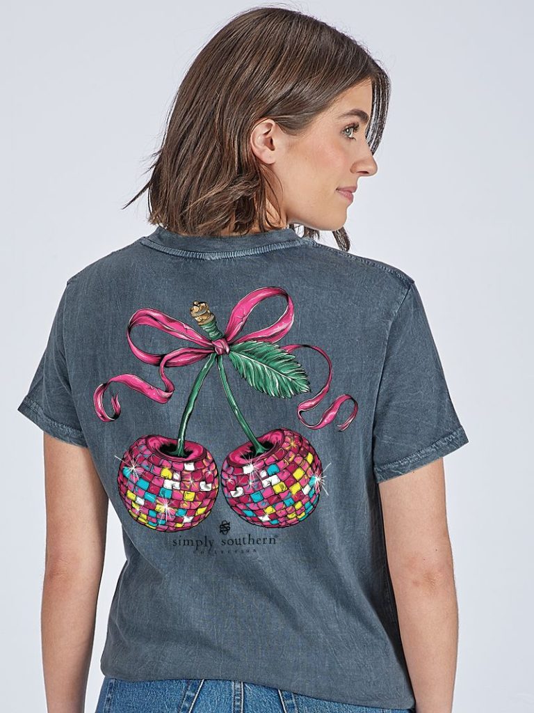 Simply Southern Disco Cherry Washed Coal T-Shirt