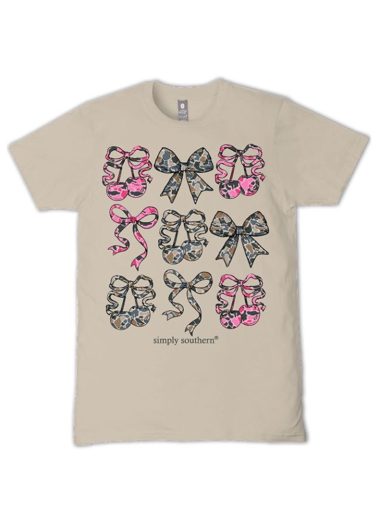 Simply Southern Cherry Camo Bow Clay T-Shirt
