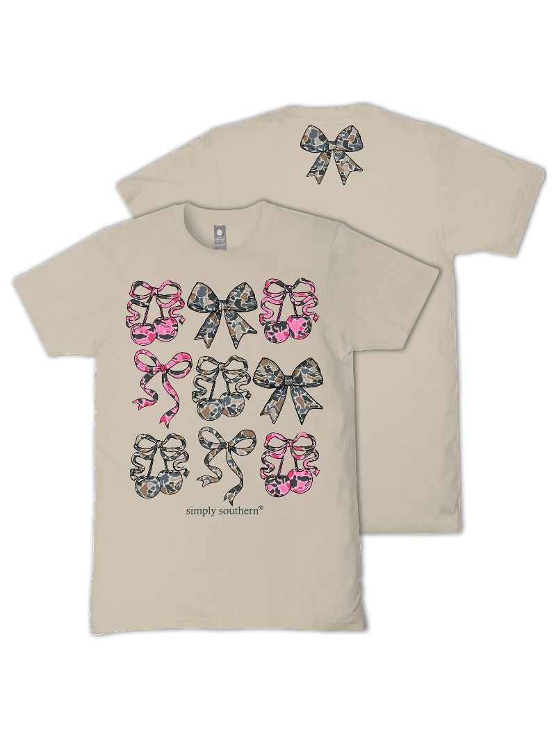 Simply Southern Cherry Camo Bow Clay T-Shirt