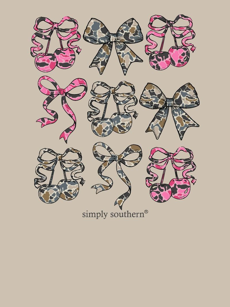 Simply Southern Cherry Camo Bow Clay T-Shirt
