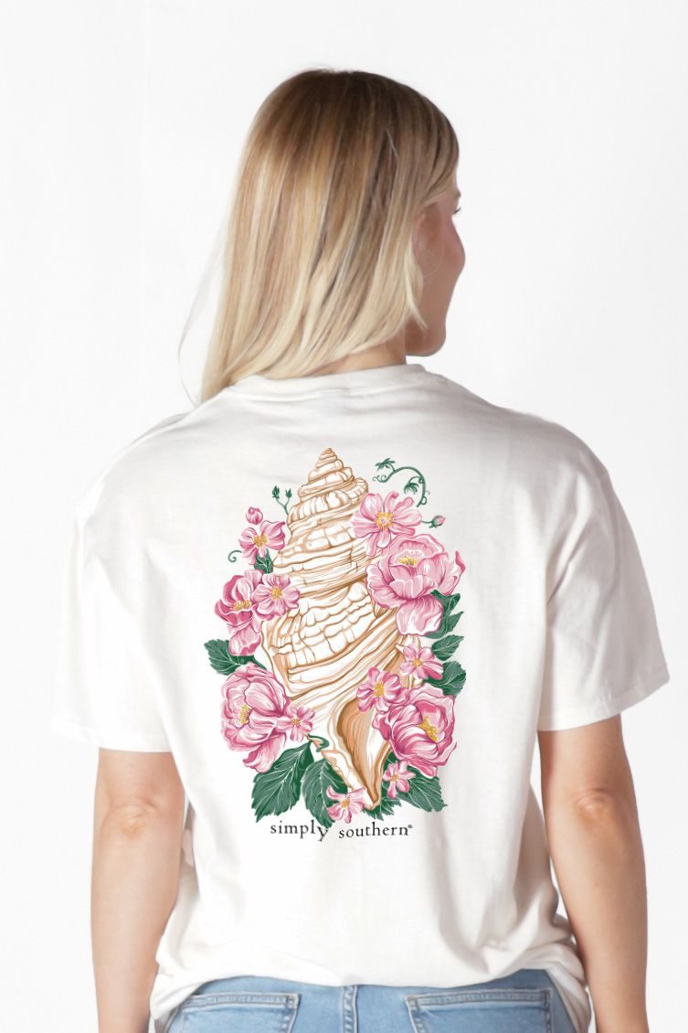 Simply Southern Conch Flowers Oyster T-Shirt