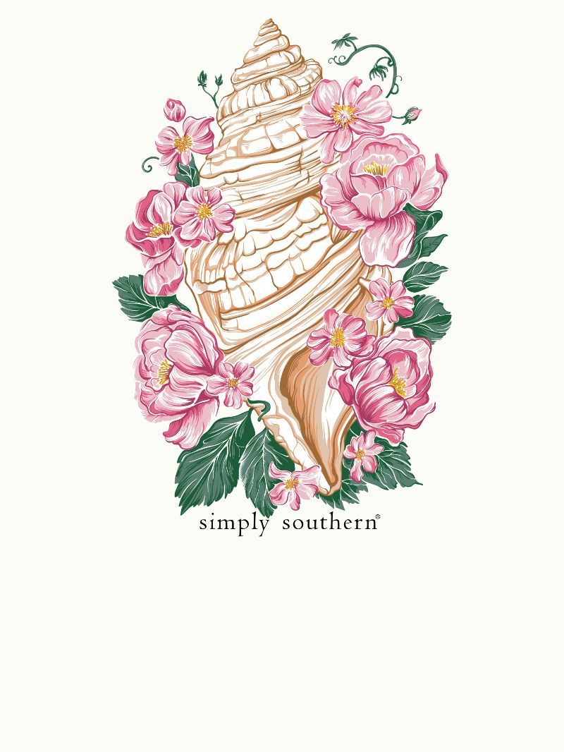 Simply Southern Conch Flowers Oyster T-Shirt
