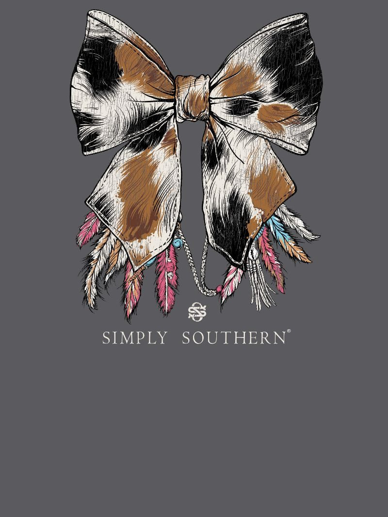 Simply Southern Cow Bow Washed Coal T-Shirt