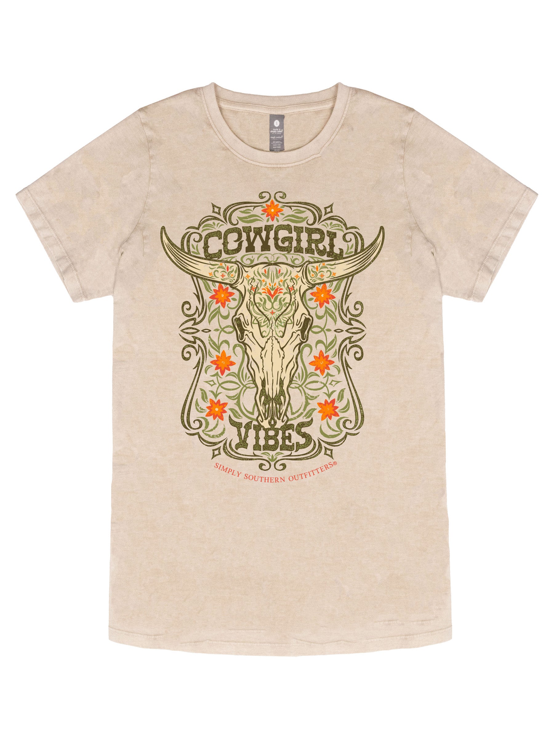 Simply Southern Cowgirl Vibes Washed Cream T-Shirt
