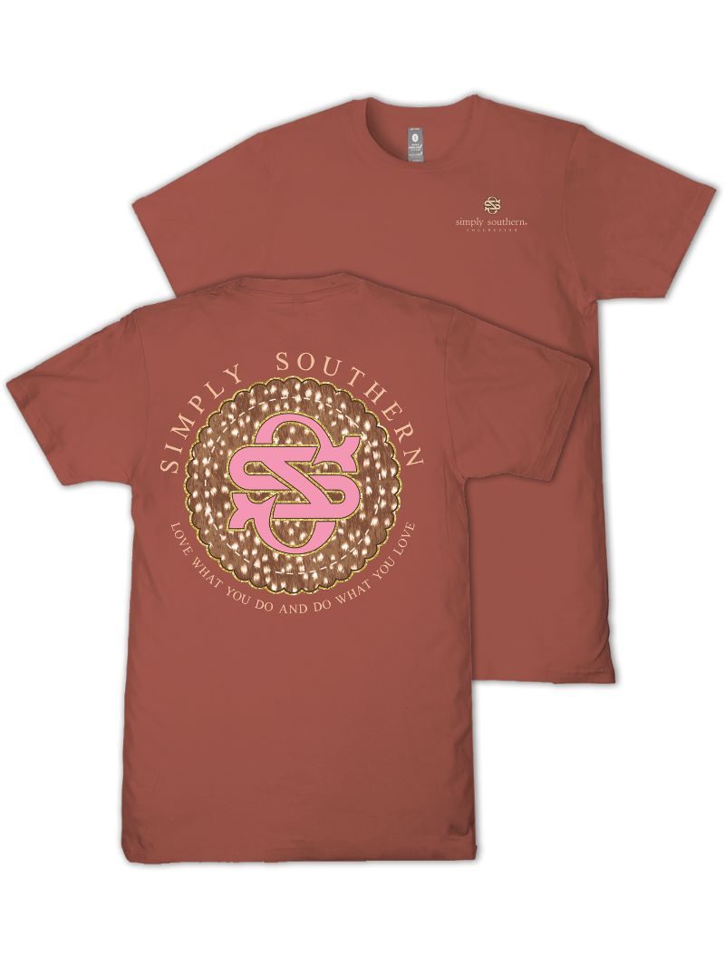 Simply Southern Love What You Do Cow Logo Rust T-Shirt