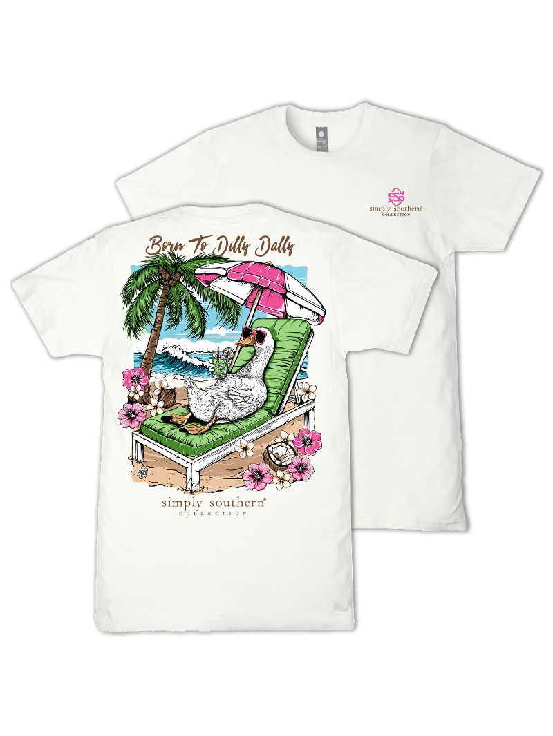 Simply Southern Born To Dilly Dally Oyster T-Shirt - SimplyCuteTees