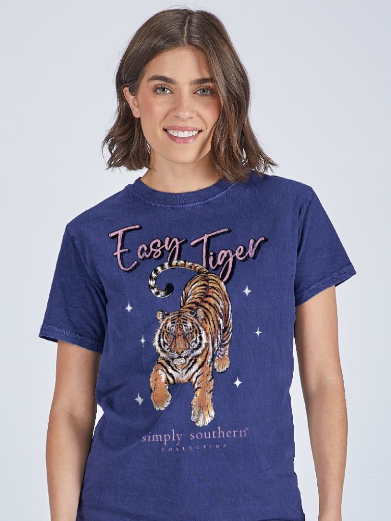 Simply Southern Easy Tiger Washed Navy T-Shirt